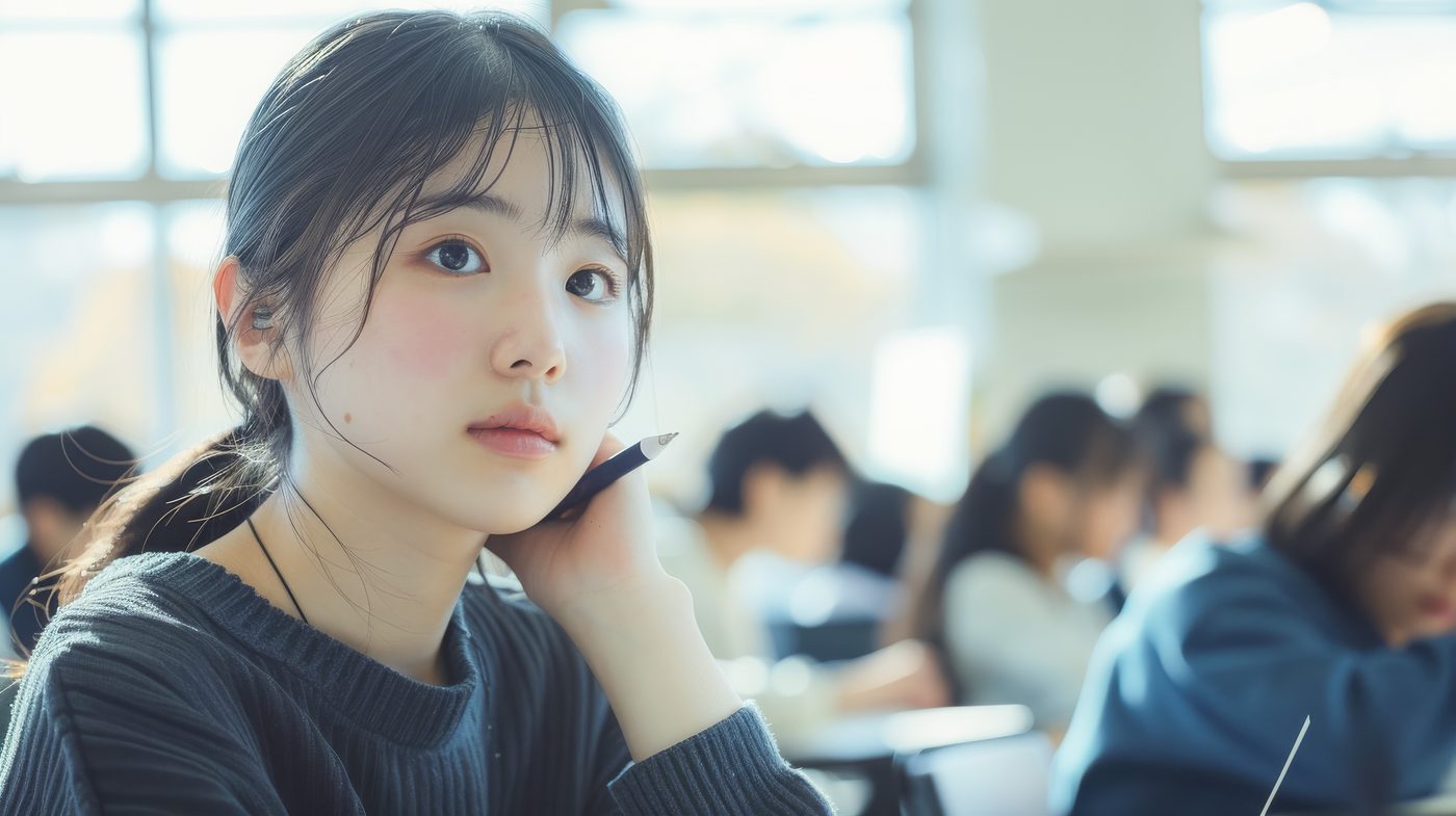 教室で学ぶ高校生